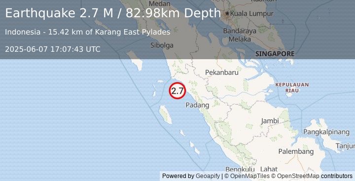 Earthquake Southern Sumatra, Indonesia (2.7 M) (2025-06-07 17:07:43 UTC)