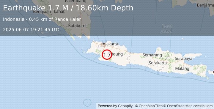 Earthquake Java, Indonesia (1.7 M) (2025-06-07 19:21:45 UTC)