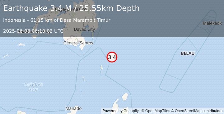 Earthquake Philippine Islands Region (3.4 M) (2025-06-08 06:10:03 UTC)