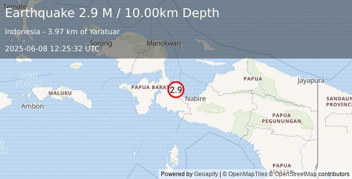 Earthquake West Papua Region, Indonesia (2.9 M) (2025-06-08 12:25:32 UTC)