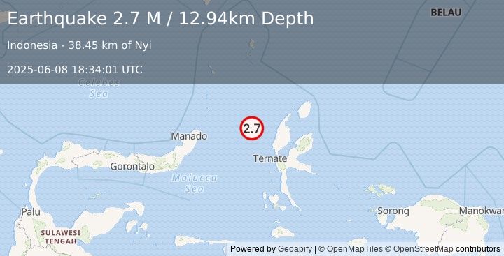 Earthquake Northern Molucca Sea (2.7 M) (2025-06-08 18:34:01 UTC)