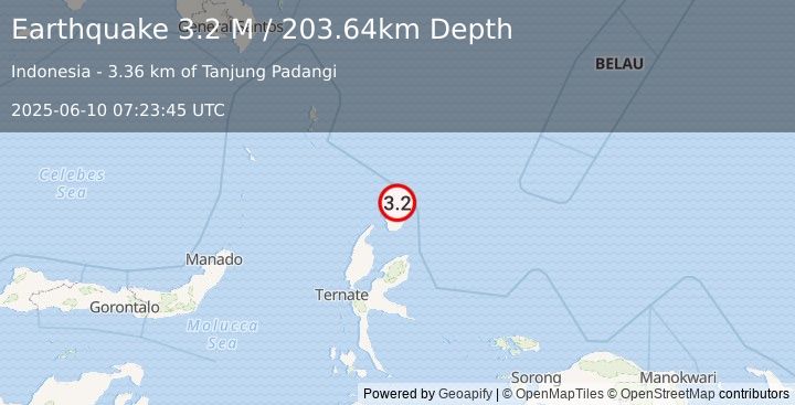 Earthquake Halmahera, Indonesia (3.2 M) (2025-06-10 07:23:45 UTC)