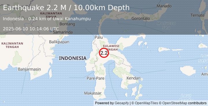 Earthquake Sulawesi, Indonesia (2.2 M) (2025-06-10 10:14:06 UTC)