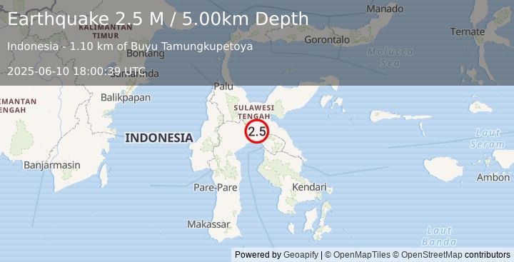 Earthquake Sulawesi, Indonesia (2.5 M) (2025-06-10 18:00:39 UTC)