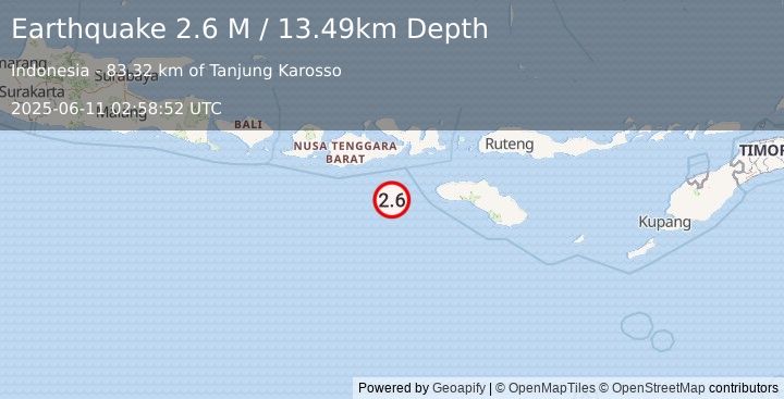 Earthquake Sumbawa Region, Indonesia (2.6 M) (2025-06-11 02:58:52 UTC)