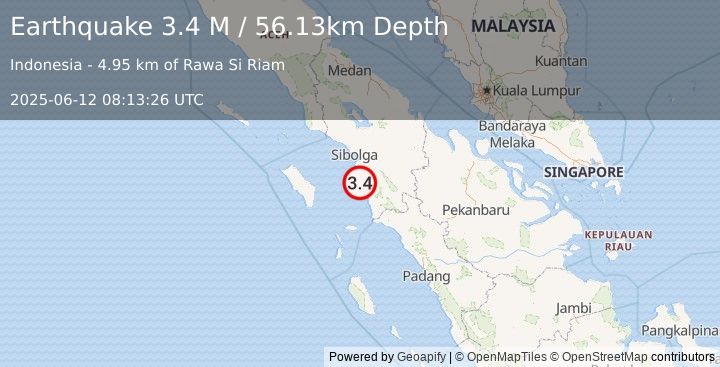 Earthquake Northern Sumatra, Indonesia (3.4 M) (2025-06-12 08:13:26 UTC)