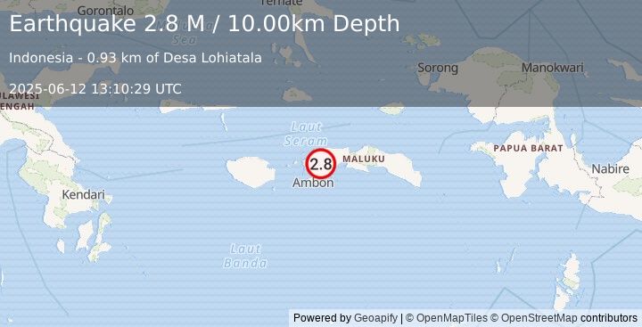 Earthquake Seram, Indonesia (2.8 M) (2025-06-12 13:10:29 UTC)