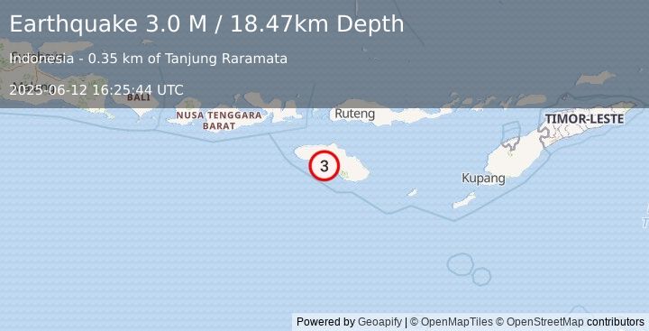 Earthquake Sumba Region, Indonesia (3.0 M) (2025-06-12 16:25:44 UTC)