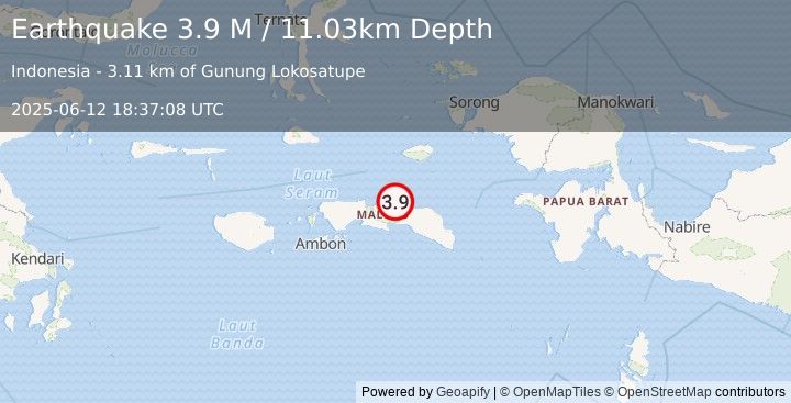 Earthquake Seram, Indonesia (3.9 M) (2025-06-12 18:37:09 UTC)