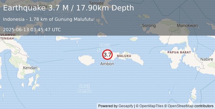 Earthquake Seram, Indonesia (3.7 M) (2025-06-13 03:45:47 UTC)