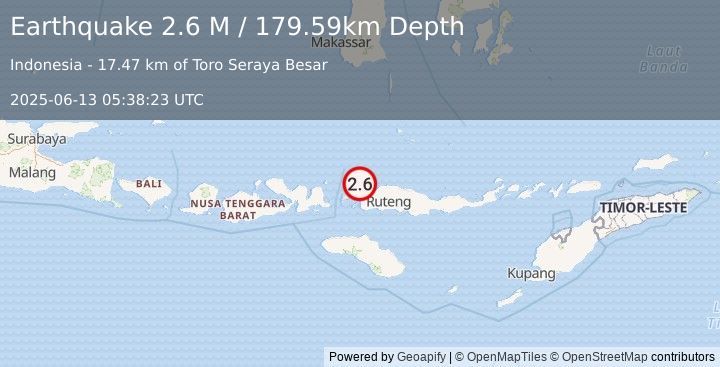 Earthquake Flores Region, Indonesia (2.6 M) (2025-06-13 05:38:23 UTC)