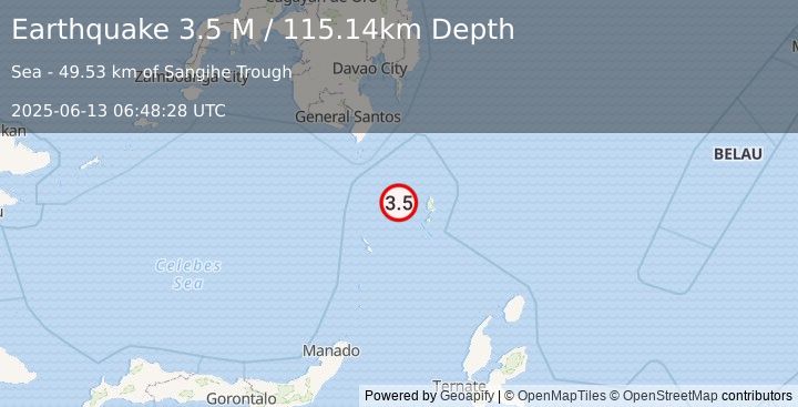 Earthquake Talaud Islands, Indonesia (3.5 M) (2025-06-13 06:48:28 UTC)