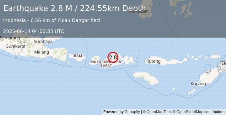 Earthquake Sumbawa Region, Indonesia (2.8 M) (2025-06-14 04:00:33 UTC)