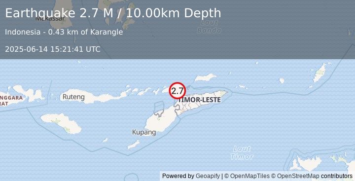 Earthquake Timor Region (2.7 M) (2025-06-14 15:21:41 UTC)