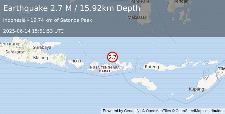Earthquake Bali Sea (2.7 M) (2025-06-14 15:51:53 UTC)