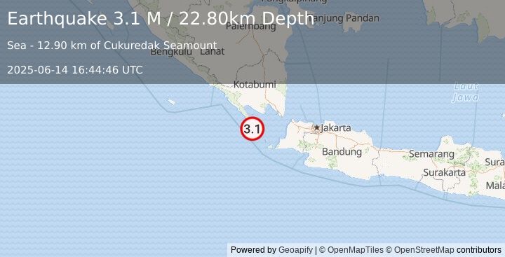 Earthquake Sunda Strait, Indonesia (3.1 M) (2025-06-14 16:44:46 UTC)