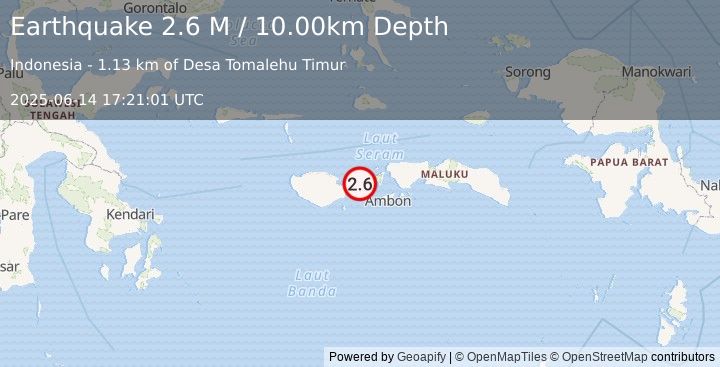 Earthquake Seram, Indonesia (2.6 M) (2025-06-14 17:21:01 UTC)