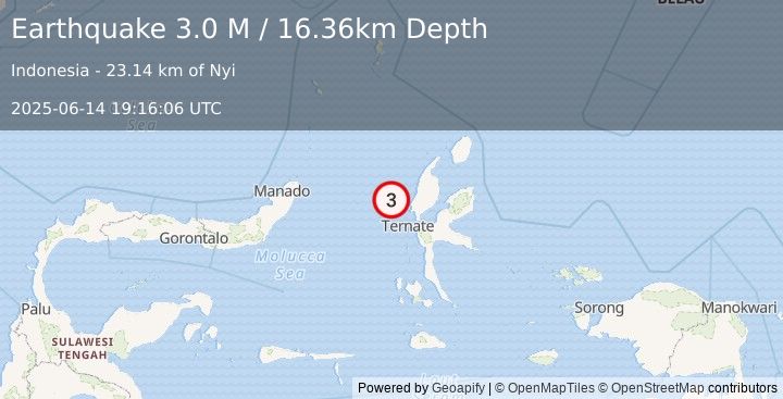 Earthquake Halmahera, Indonesia (3.0 M) (2025-06-14 19:16:06 UTC)