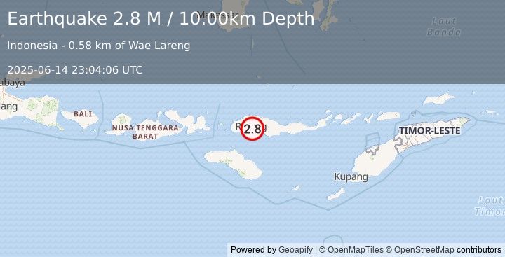 Earthquake Flores Region, Indonesia (2.8 M) (2025-06-14 23:04:06 UTC)