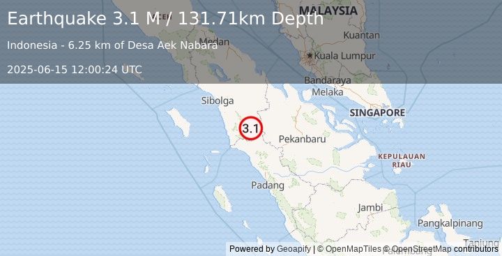 Earthquake Northern Sumatra, Indonesia (3.1 M) (2025-06-15 12:00:25 UTC)