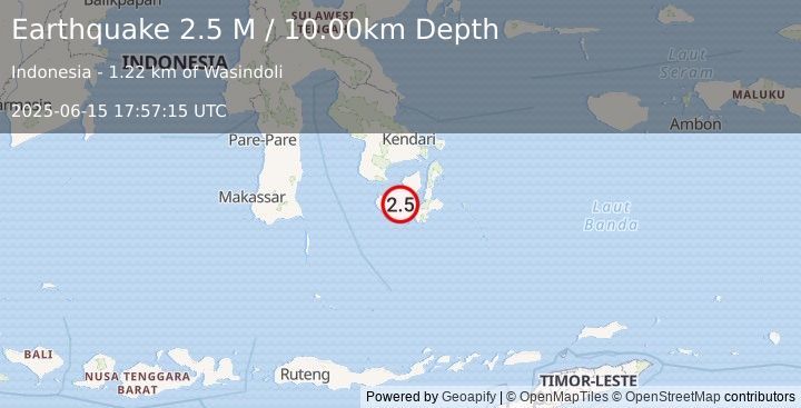Earthquake Sulawesi, Indonesia (2.5 M) (2025-06-15 17:57:15 UTC)