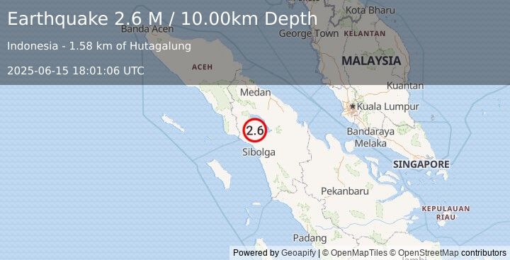 Earthquake Northern Sumatra, Indonesia (2.6 M) (2025-06-15 18:01:06 UTC)