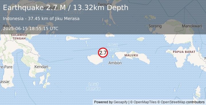 Earthquake Ceram Sea (2.7 M) (2025-06-15 18:55:15 UTC)