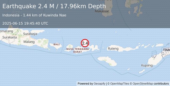 Earthquake Sumbawa Region, Indonesia (2.4 M) (2025-06-15 19:45:40 UTC)
