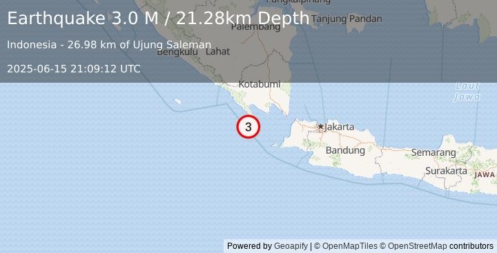 Earthquake Sunda Strait, Indonesia (3.0 M) (2025-06-15 21:09:12 UTC)
