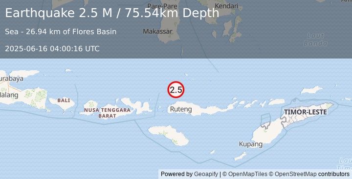 Earthquake Flores Sea (2.5 M) (2025-06-16 04:00:16 UTC)