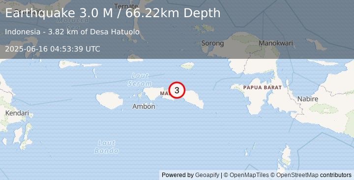 Earthquake Seram, Indonesia (3.1 M) (2025-06-16 04:53:38 UTC)