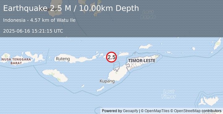 Earthquake Flores Region, Indonesia (2.5 M) (2025-06-16 15:21:15 UTC)