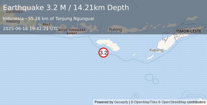 Earthquake Sumba Region, Indonesia (3.2 M) (2025-06-16 19:42:21 UTC)