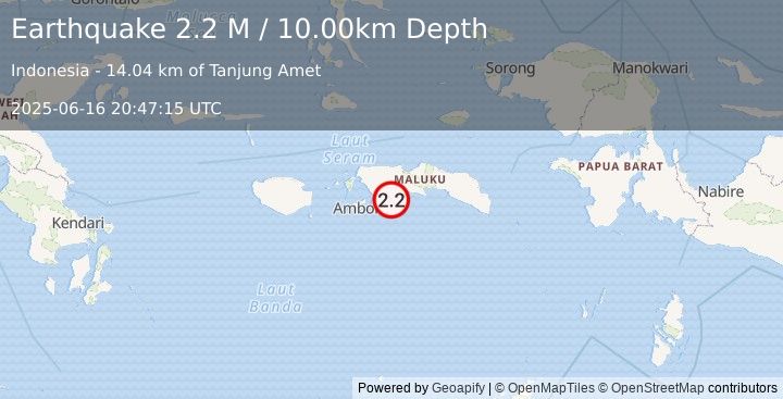 Earthquake Seram, Indonesia (2.2 M) (2025-06-16 20:47:15 UTC)