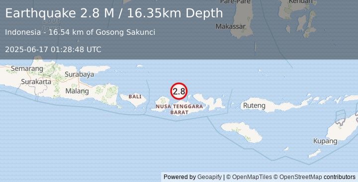 Earthquake Bali Sea (2.8 M) (2025-06-17 01:28:48 UTC)