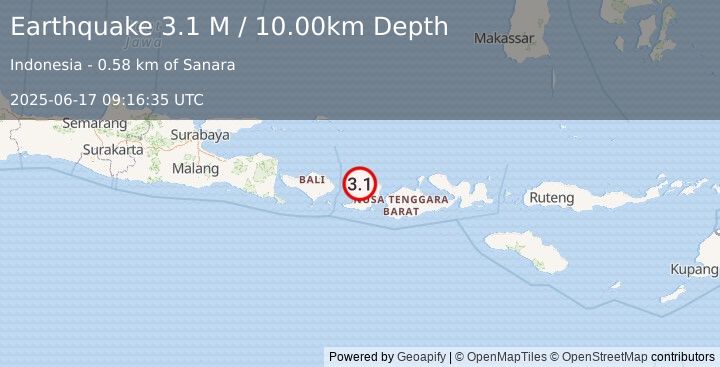Earthquake Sumbawa Region, Indonesia (3.1 M) (2025-06-17 09:16:35 UTC)
