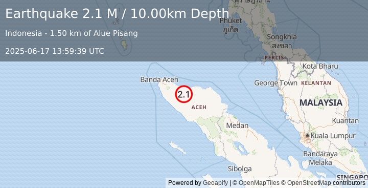 Earthquake Northern Sumatra, Indonesia (2.1 M) (2025-06-17 13:59:39 UTC)