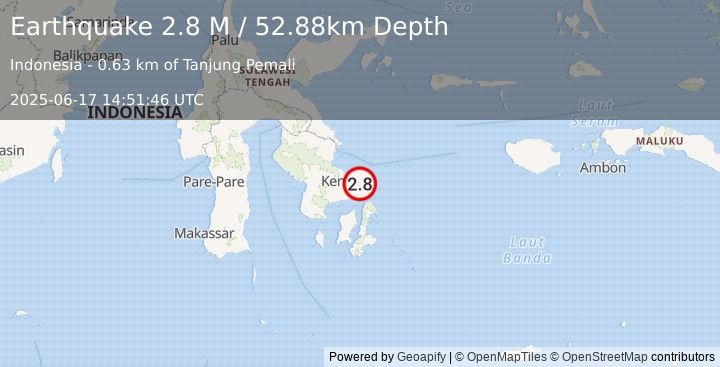 Earthquake Sulawesi, Indonesia (2.8 M) (2025-06-17 14:51:46 UTC)