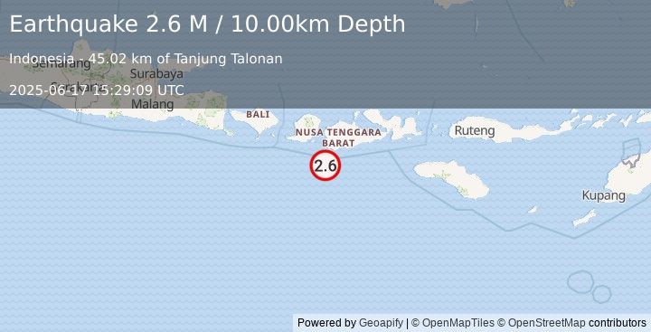Earthquake Sumbawa Region, Indonesia (2.6 M) (2025-06-17 15:29:09 UTC)