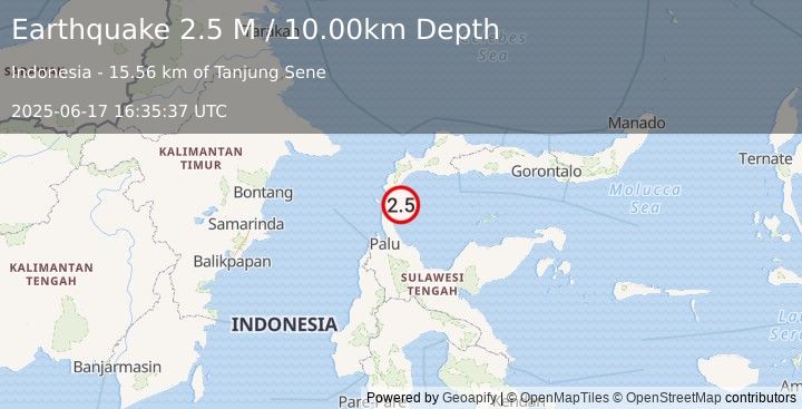 Earthquake Minahassa Peninsula, Sulawesi (2.5 M) (2025-06-17 16:35:37 UTC)