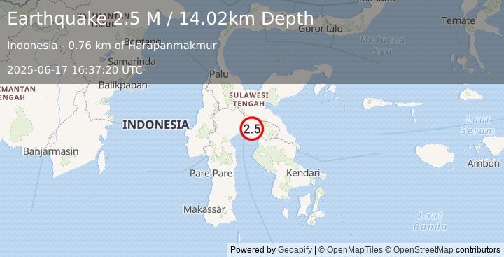 Earthquake Sulawesi, Indonesia (2.5 M) (2025-06-17 16:37:20 UTC)