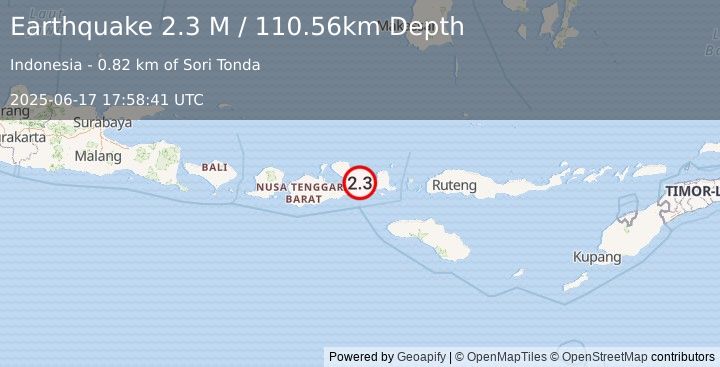 Earthquake Sumbawa Region, Indonesia (2.3 M) (2025-06-17 17:58:41 UTC)