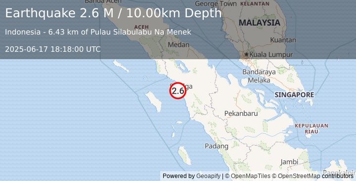 Earthquake Northern Sumatra, Indonesia (2.6 M) (2025-06-17 18:18:00 UTC)