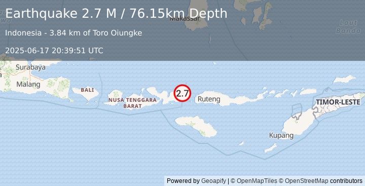 Earthquake Flores Region, Indonesia (2.7 M) (2025-06-17 20:39:51 UTC)