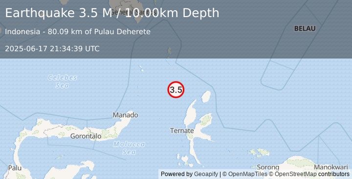 Earthquake Northern Molucca Sea (3.5 M) (2025-06-17 21:34:39 UTC)