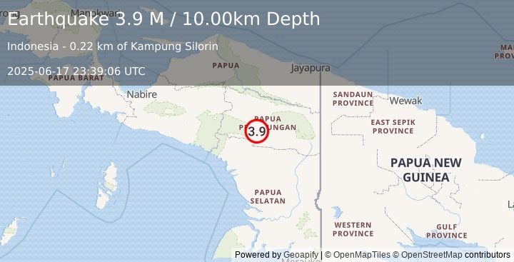 Earthquake West Papua, Indonesia (3.9 M) (2025-06-17 23:39:06 UTC)