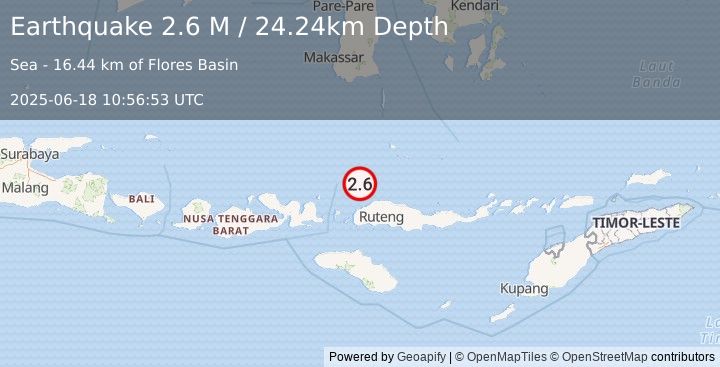 Earthquake Flores Sea (2.6 M) (2025-06-18 10:56:53 UTC)