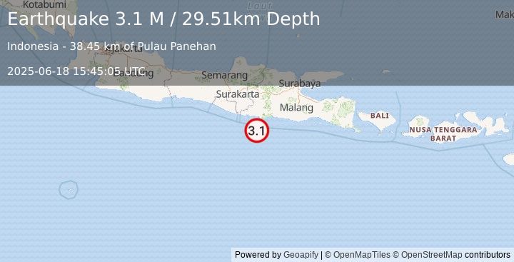 Earthquake Java, Indonesia (3.1 M) (2025-06-18 15:45:05 UTC)