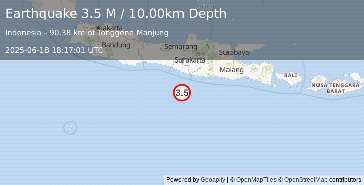Earthquake Java, Indonesia (3.5 M) (2025-06-18 18:17:01 UTC)