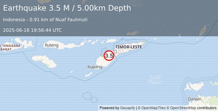 Earthquake Timor Region (3.5 M) (2025-06-18 19:56:44 UTC)